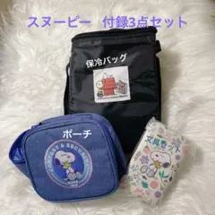 SNOOPY 付録 保冷バッグ ミラー付きポーチ 文具セット3点