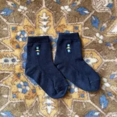 familiar ネイビー ベビー靴下 刺繍付き　３才〜４才サイズ