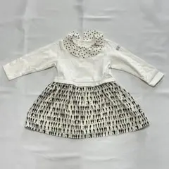 長袖ワンピース ホワイト/ブラック 90cm