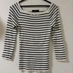 AZUL by moussy ボーダー柄 ビジュー付き長袖ニット S