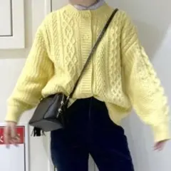 niko and…ケーブルカーディガンセーター 黄色M