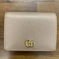 Gucci GGマーモント ベージュ レザー 二つ折り財布