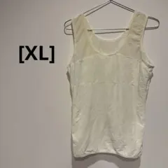 ホワイト ノースリーブ タンクトップ[XL]