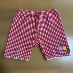 【美品】ミキハウス 赤チェック 80サイズ ハーフパンツ 半袖パンツ