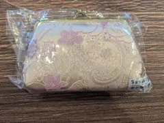 台湾土産　花柄刺繍がま口小物入れ　ピンク