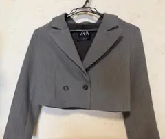 ZARA 140 クロップドジャケット グレー 小柄さん向け 大人可愛い