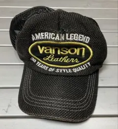 vanson メッシュバックキャップ 黒／金刺繍
