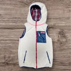 PINK-latte ピンクラテ ボアベスト フード付き チェック柄 キッズ