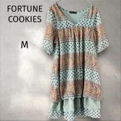フォーチュンクッキー＊ ペイズリー柄 チュニックワンピース 【M】グリーン 半袖のサムネイル