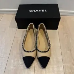 CHANEL フラットシューズ ベージュ ブラックのサムネイル