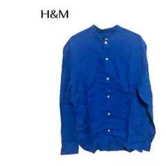 B0310H&M長袖 シャツ100%麻 リネン　個性的派手　ビジネスデート