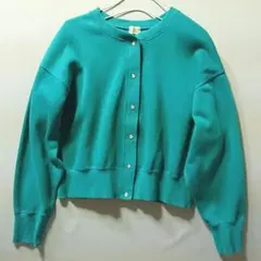 【グリーンレーベルリラクシング】きれい色★シェル調スナップボタンスウェットカーデ