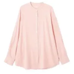 シャツ ブラウス レディース バンドカラー麻混ルーズシャツ