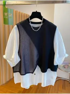 新品 natural by clip 7ゲージニットベスト×シャツワンピース - メルカリ