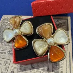 ヴィンテージ デザイン　アクセサリー　ゴールド　クローバー　ピアス　イヤリング