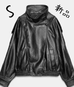 新品未使用 ZARAザラ フェイクレザージャケット黒 サイズS