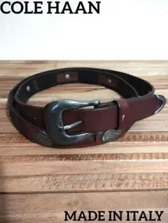 90s COLE HAAN コールハーン コンチョレザーベルト ITALY製のサムネイル