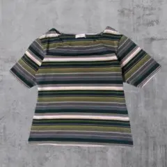 マルチボーダー 半袖Tシャツ Y2K ストリート 레트로 ヴィンテージ