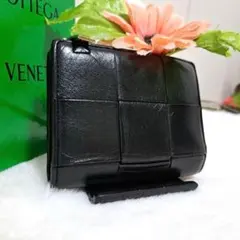 ✨美品 RFID搭載✨ボッテガ 二つ折り カセット ブラック 小銭入れ 黒