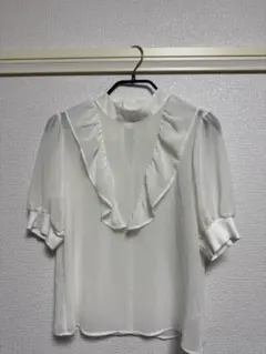 snidel フリル付きホワイトブラウス F