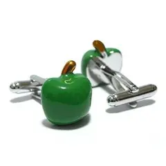 cuf-0209-3　カフス　青リンゴ　林檎　グリーンアップル　スーツ