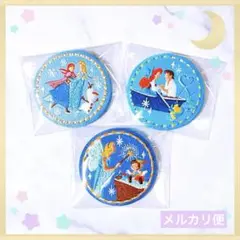 ディズニー ♡ アナ雪 リトルマーメイド ピノキオ ビスケット 刺繍 缶バッジ