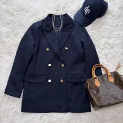 美品　GU ダブルブレスト ブレザー 紺ブレ 金ボタン　テーラードジャケット