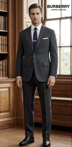 Burberrys スーツ セットアップ グレー ヘリンボーン調 ウール100%