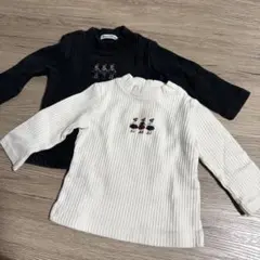 familiar 長袖 ハイネックTシャツ白黒2枚セット 80cm