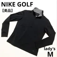 M 極美品　ナイキゴルフウェア　レディース　ハーフジップ 長袖シャツ ブラック黒