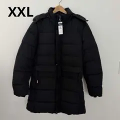 冬物セール‼️ 黒 取り外し可能フード付き ロング丈ダウンジャケット　裏ボア