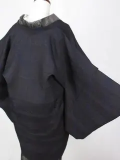 未着用に近い！ふくれ織＊黒＊＊モダン柄＊コート＊８５ｃｍ＊裄６５