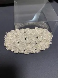 ウェディング ヘッドドレス ボンネ　パールビーズ　フラワー
