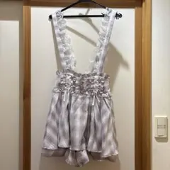 フリル付きチェック柄サスペンダースカート Mサイズ