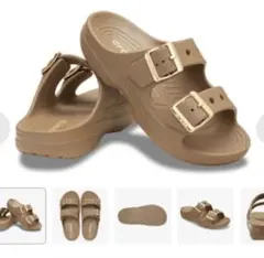 Crocs メタリックバックルサタデーサンダル23cm Sepia - メルカリ