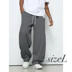 984 メンズ パンツ スウェット ダークグレー L カジュアル 部屋着 ゆる