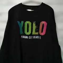 プリント スウェット トレーナー 黒 ブラック USA古着