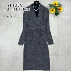 【ローレンラルフローレン】カシュクール ワンピース ラップ ストレッチ 総柄