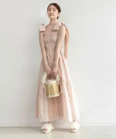 お値下げ不可　RANDA ショルダーリボンワンピース ピンク