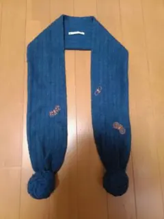 ミナペルホネン　キッズ　ハンドメイド　ネックウォーマー ハンドメイド】no.3 キッズ用ネックウォーマー ネイビー系 水玉模様