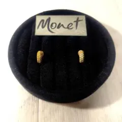 ヴィンテージ　イヤリング　Monet　モネ　ゴールドカラー　ラインストーン