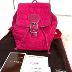 希少＊極美品☆COACH コーチ キルティング ミニリュック ドッグロゴ ピンク