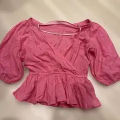 ピンク カシュクール ペプラム ブラウスのサムネイル