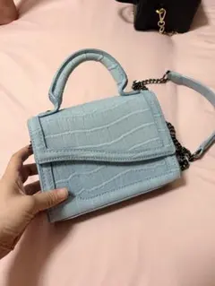 ZARA クロコ型押し デニム ショルダーバッグのサムネイル