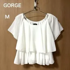 GORGE シフォンブラウス M 白 フレア袖 オフショル 美品 シアー 美品のサムネイル