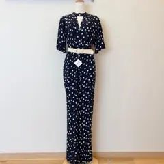新品　ZARA ザラ　ベルト付きドットオールインワン　ネイビーのサムネイル