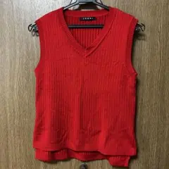 リブニットベスト　レッド