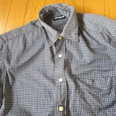 【訳あり】UNIQLO 長袖シャツ ネイビー系 チェック柄ボタンダウン Sサイズ