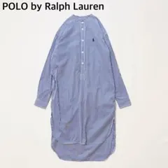 ポロバイラルフローレン　ストライプ シャツワンピース バンドカラー