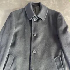 ブラックステンカラーコート　メンズ　ウールカシミヤ